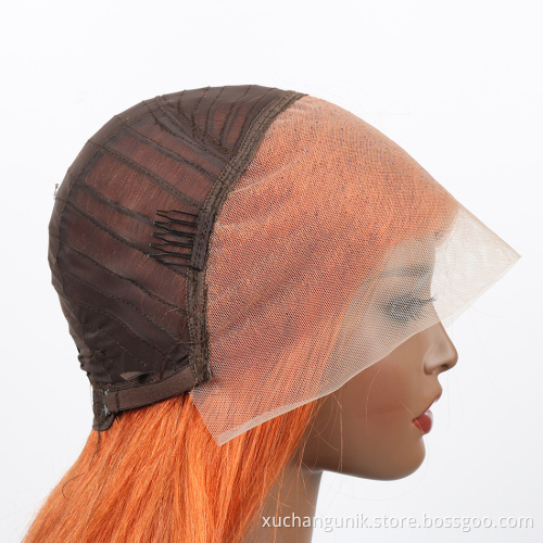 Uniky  Ginger Color Orange Lace Frontal Wig Transparent Lace Human Hair wig